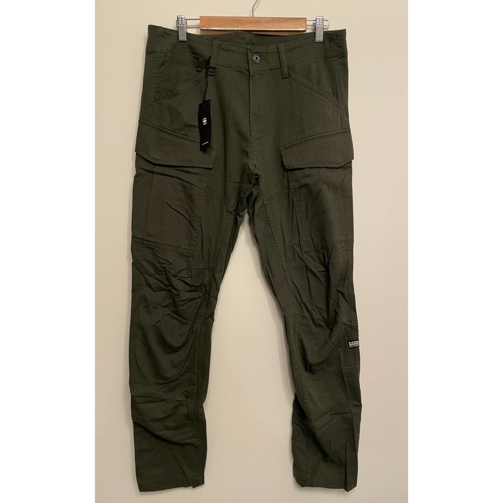 G-Star RAW Cargo 3D Pants Men 32 x 34 Regular Tapered Green‎ Twill Stretch New